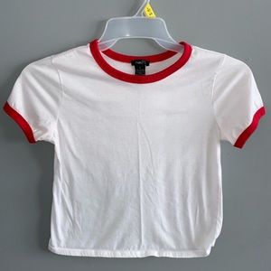 Red and White Crop Top